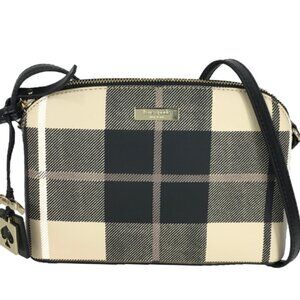 Kate Spade Hanna Newbury Lane Tan & Black Plaid Leather Crossbody Purse